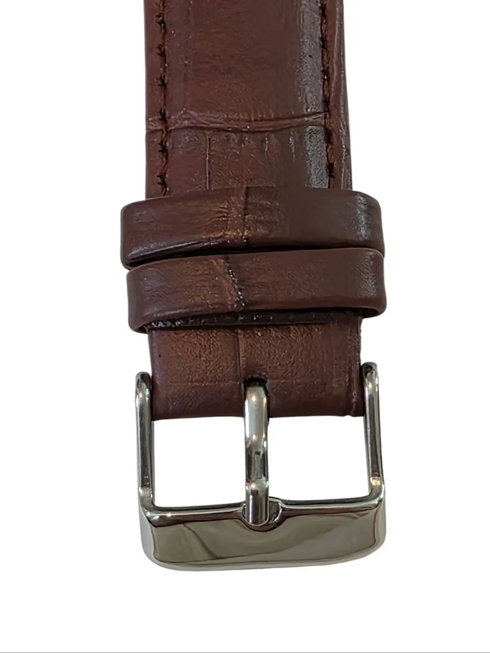 Maéstro Classic Silver Dial Watch with Brown Leather Strap